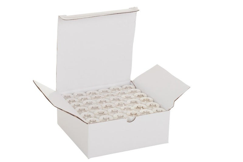 Embroidex Set of 144 Embroidex 90 Weight Wt White Plastic Sided Prewound Bobbin Thread Size 15/A 156 A for Brother Embroidery Machine - Image 1